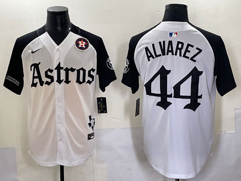 Men 2025 Houston Astros 44 Alvarez White Black Five generations Joint Name Nike MLB Jersey style 12